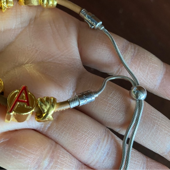 Pandora Tan Leather Slide Bracelet w/ Doctor Strange Theme Charms One Size EUC - Picture 4 of 13